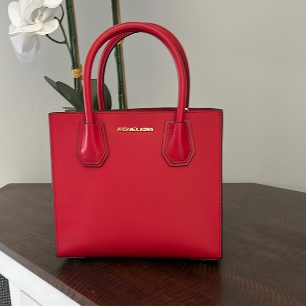 Michael Kors Red Satchel Structured Saffiano